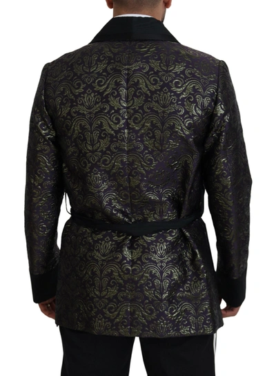 Dolce & Gabbana Gold Purple Baroque Jacket Blazer Robe In Gold