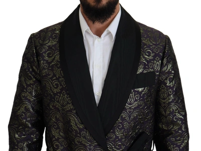 Shop Dolce & Gabbana Gold Purple Baroque Jacket Blazer Men's Robe