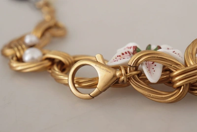 Shop Dolce & Gabbana Elegant Gold Lilly Flower Pendant Women's Necklace