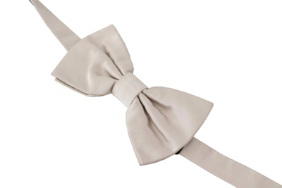 Shop Dolce & Gabbana Exquisite Silk Gray Bow Men's Tie