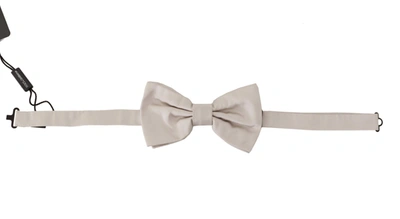 Shop Dolce & Gabbana Exquisite Silk Gray Bow Men's Tie