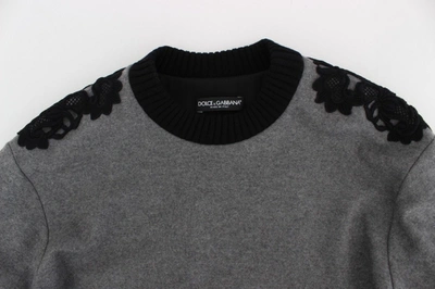 Shop Dolce & Gabbana Elegant Gray Cashmere Blend Lace Women's Sweater
