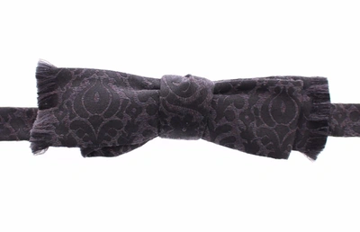 Shop Dolce & Gabbana Elegant Black Paisley Silk-wool Blend Bow Men's Tie