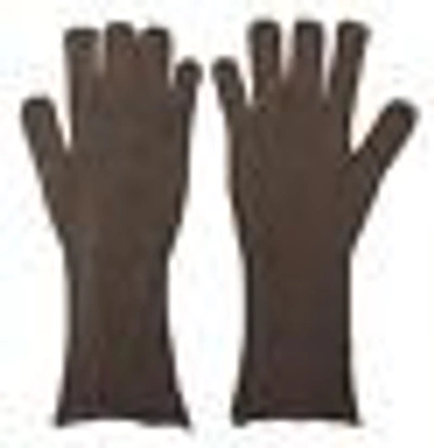 Dolce & Gabbana Gray Cashmere Knitted Hands Mitten S Gloves In Grey