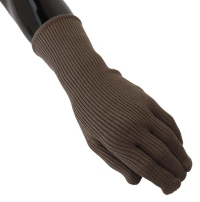 Dolce & Gabbana Gray Cashmere Knitted Hands Mitten S Gloves In Grey