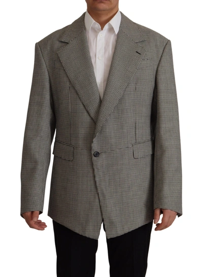 Shop Dolce & Gabbana Elegant Gray Checkered Wool Men's Blazer