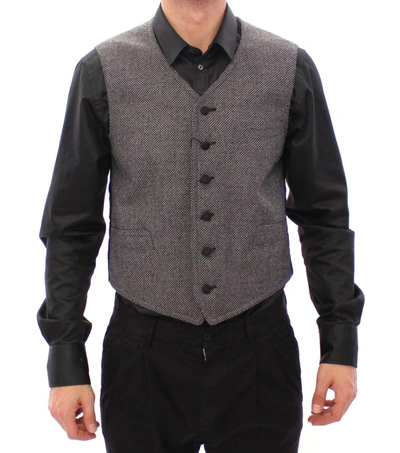 Shop Dolce & Gabbana Elegant Single Breasted Gray Dress Men's Vest
