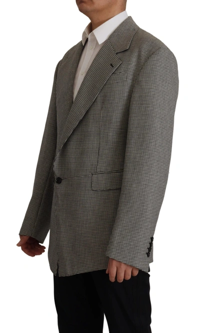 Shop Dolce & Gabbana Elegant Gray Checkered Wool Men's Blazer