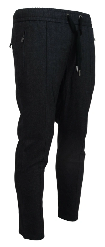 Dolce & Gabbana Gray Cotton Jogger Men Men's Pants In Gray