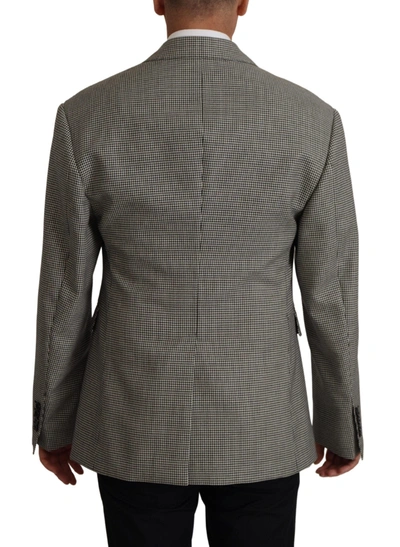 Dolce & Gabbana Gray Checkered Single Breasted Jacket Blazer In Gray