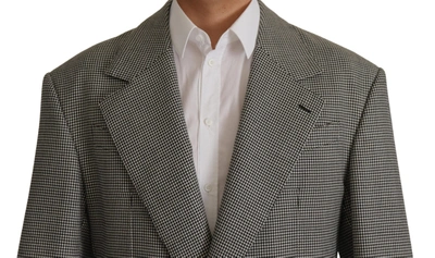 Dolce & Gabbana Gray Checkered Single Breasted Jacket Blazer In Gray