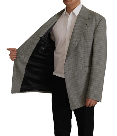 Dolce & Gabbana Gray Checkered Single Breasted Jacket Blazer In Gray