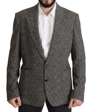 Shop Dolce & Gabbana Exquisite Gray Herringbone Blazer Men's Jacket