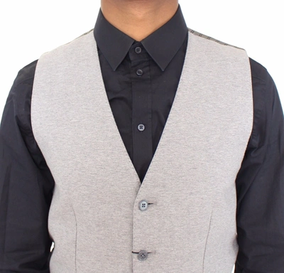 Shop Dolce & Gabbana Elegant Gray Cotton Stretch Dress Men's Vest