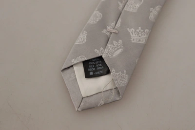 Shop Dolce & Gabbana Elegant Silk Gray Crown Print Bow Men's Tie