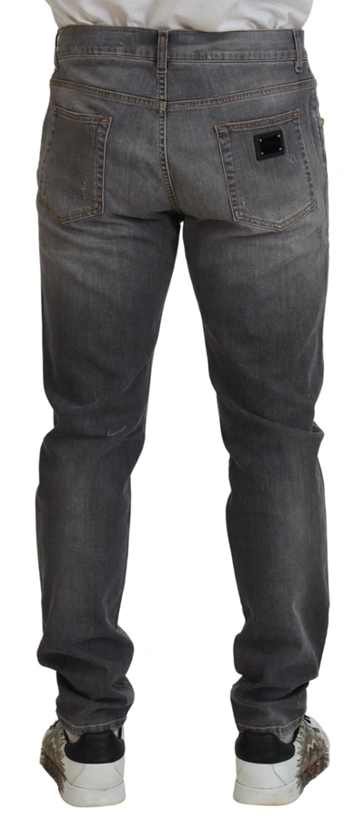 Shop Dolce & Gabbana Elegant Gray Skinny Denim Men's Jeans