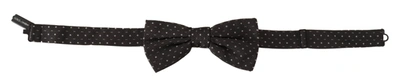 Dolce & Gabbana Gray Polka Dot 100% Silk Neck Papillon Tie In Black