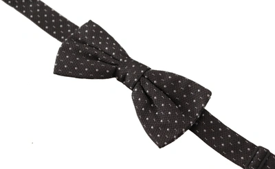 Dolce & Gabbana Gray Polka Dot 100% Silk Neck Papillon Tie In Black