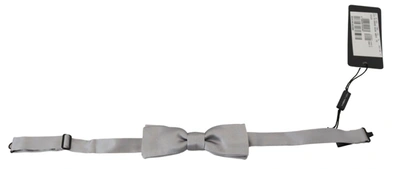 Shop Dolce & Gabbana Elegant Gray Silk Bow Men's Tie