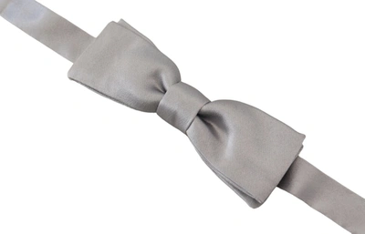 Shop Dolce & Gabbana Elegant Gray Silk Bow Men's Tie
