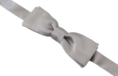 Dolce & Gabbana Gray Silk Adjustable Men Neck Papillon Bow Tie In Gray