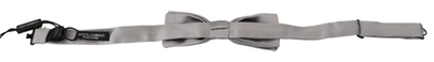 Dolce & Gabbana Gray Silk Adjustable Men Neck Papillon Bow Tie In Gray