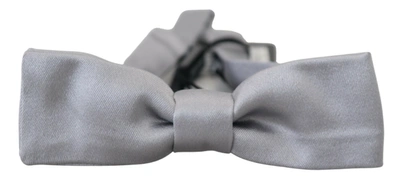 Shop Dolce & Gabbana Elegant Gray Silk Bow Men's Tie