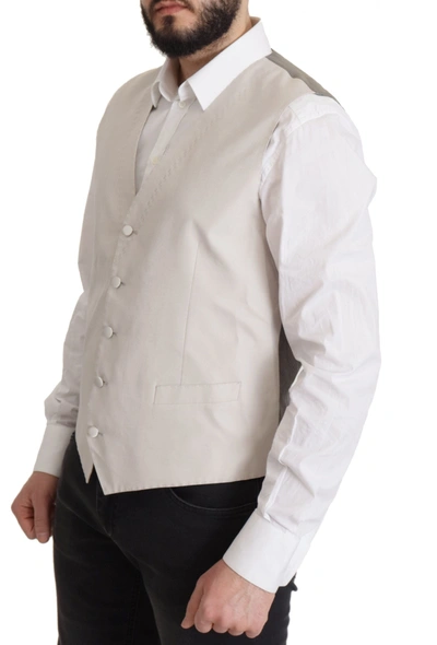 Shop Dolce & Gabbana Elegant Light Gray Silk Blend Suit Jacket Men's Set