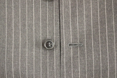 Dolce & Gabbana Gray Striped Wool Single Breasted Vest In Gray