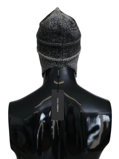 Dolce & Gabbana Gray Warm Fleece Ear Flaps Knit Beanie Hat In Gray
