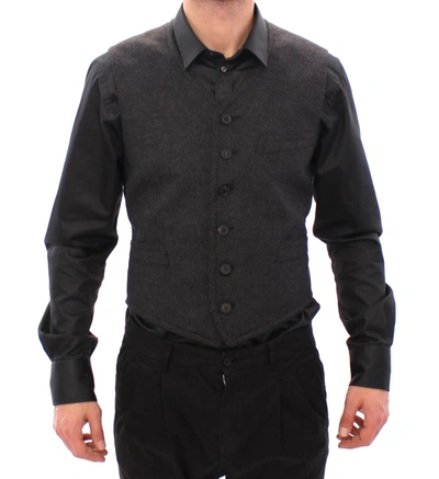 Dolce & Gabbana Elegant Gray Wool Blend Dress Men's Vest In Gray