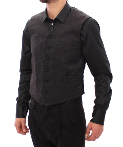 Dolce & Gabbana Gray Wool Blend Logo Vest Gilet Weste In Gray