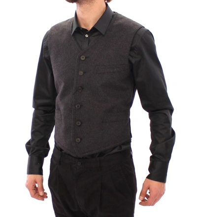 Shop Dolce & Gabbana Elegant Gray Wool Blend Dress Men's Vest