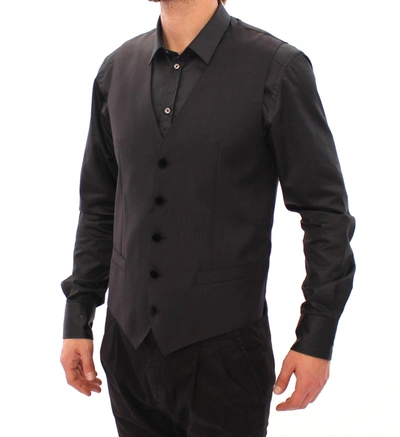 Shop Dolce & Gabbana Gray Wool Formal Dress Vest Gilet Men's Weste