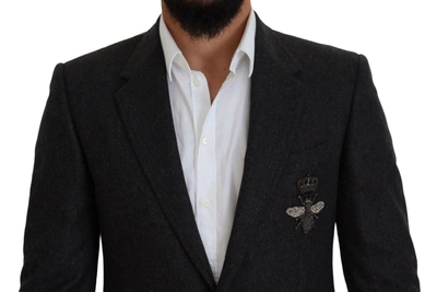 Shop Dolce & Gabbana Elegant Gray Single Breasted Wool Men's Blazer