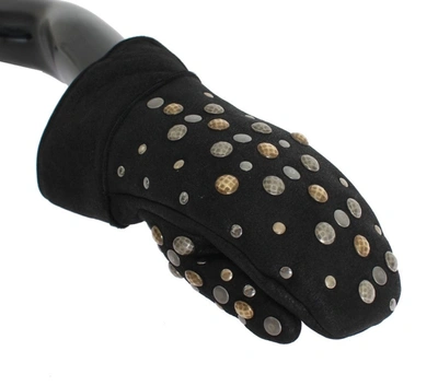 Dolce & Gabbana Elegant Studded Gray Wool Men's Gloves In Gray