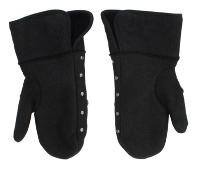 Shop Dolce & Gabbana Elegant Studded Gray Wool Men's Gloves