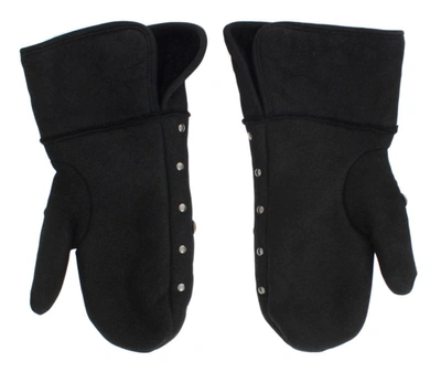 Dolce & Gabbana Elegant Studded Gray Wool Men's Gloves In Gray