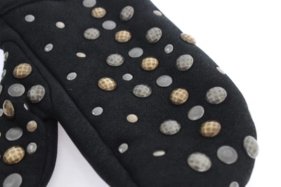 Shop Dolce & Gabbana Elegant Studded Gray Wool Men's Gloves