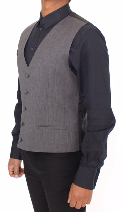 Shop Dolce & Gabbana Elegant Gray Wool Stretch Dress Men's Vest