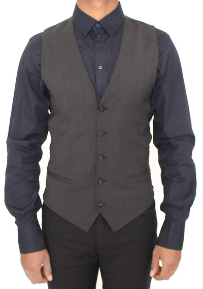 Shop Dolce & Gabbana Classic Gray Wool Blend Dress Men's Vest