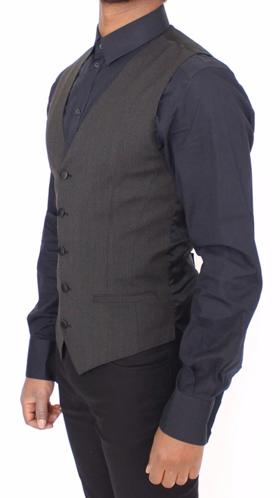 Shop Dolce & Gabbana Classic Gray Wool Blend Dress Men's Vest