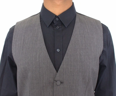 Shop Dolce & Gabbana Elegant Gray Wool Stretch Dress Men's Vest