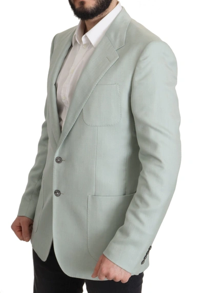 Shop Dolce & Gabbana Elegant Mint Green Silk-cashmere Men's Blazer