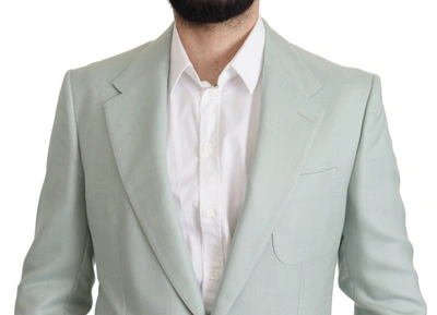 Shop Dolce & Gabbana Elegant Mint Green Silk-cashmere Men's Blazer