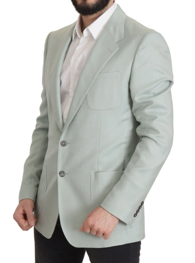 Shop Dolce & Gabbana Elegant Mint Green Silk-cashmere Men's Blazer