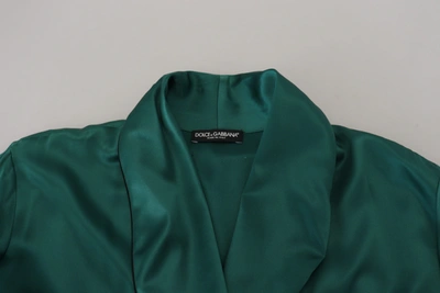 Shop Dolce & Gabbana Green Silk Waist Belt Robe Men's Sleepwear