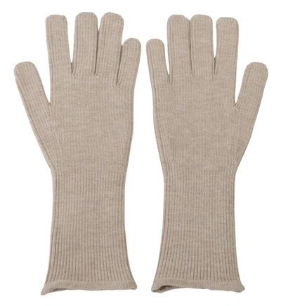 Shop Dolce & Gabbana Elegant Ivory Cashmere-silk Blend Men's Gloves In White
