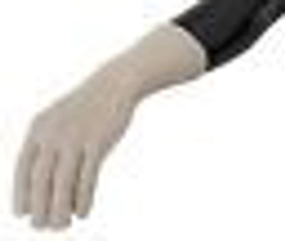 Dolce & Gabbana Ivory Cashmere Silk Hands Mitten S Gloves In White