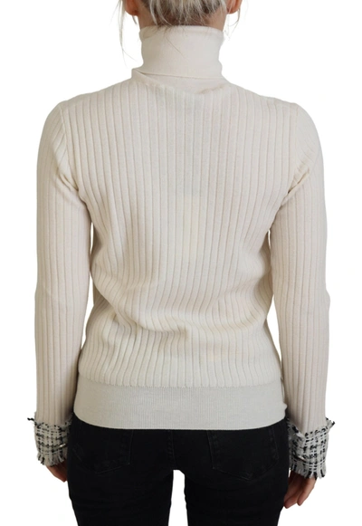 Shop Dolce & Gabbana Ivory Turtleneck Wool Blend Women's Sweater In Off White